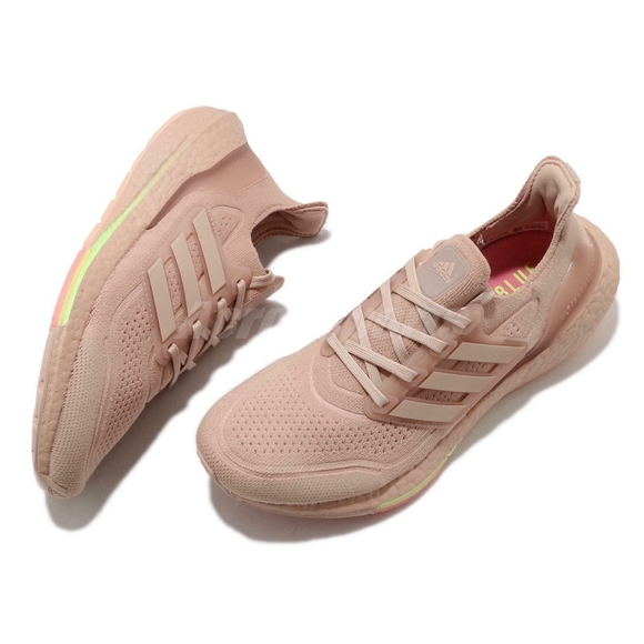 ADIDAS ULTRABOOST 21 Primeknit Sneakers 10 Ash Pearl Hazy Rose Blush Pink Tan - Picture 1 of 16